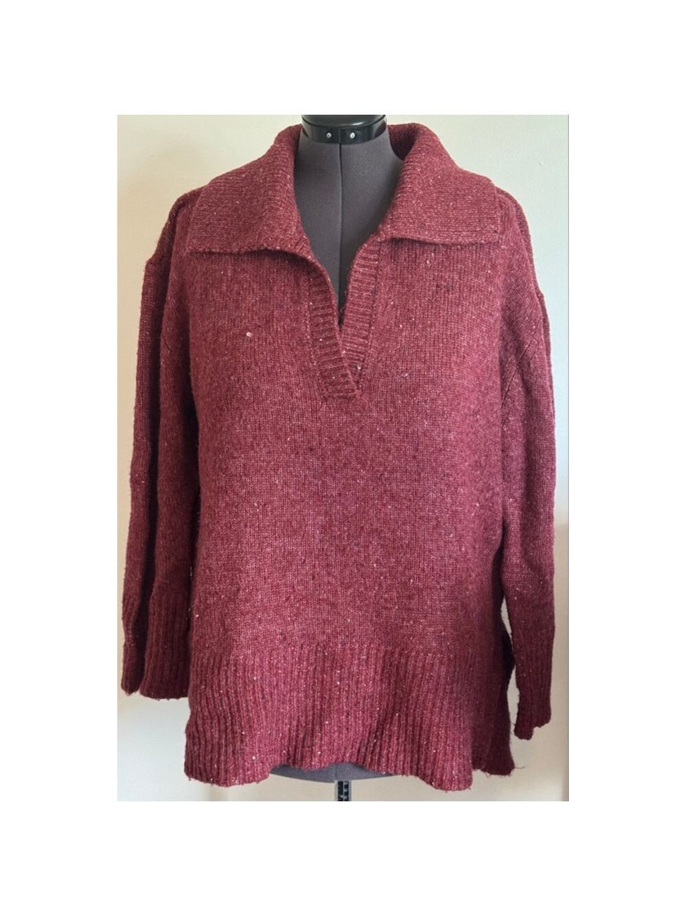 Women's Falls Creek Sweater Red/White Speckled Knit Size XL